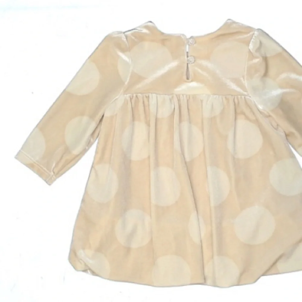 Baby Gap | Pockadot Dress Ruched Beige Soft Part Dress
